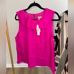 J Crew Fuschia Pink Sleeveless Silk Top - NWT; Size 14